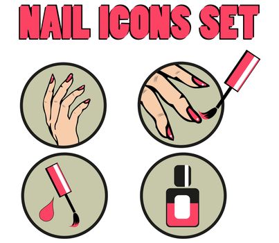  Nail polishing Vector Icons Set 