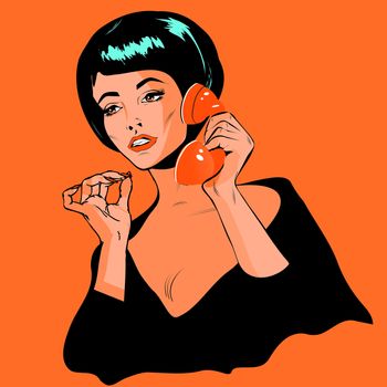 Lady Chatting On The Phone - Retro Clip Art vintage collection