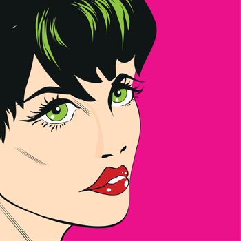 Comic Love Vector illustration of calm beautiful woman face