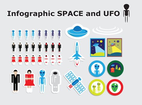 UFO infographic -Space and people icons set