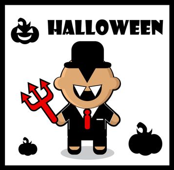 Halloween icon Devil businessman dracula card poster background