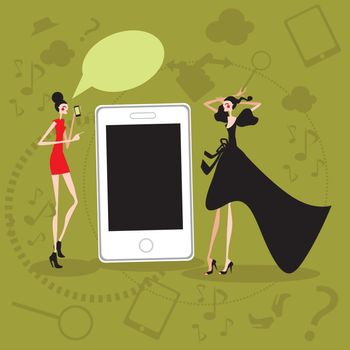 Mobil fashion and shopping girls Talking Social communication
