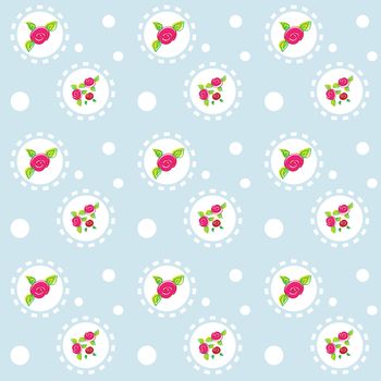 retro dot and rose pattern paper seamless