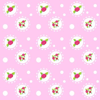 retro dot and rose pattern paper seamless