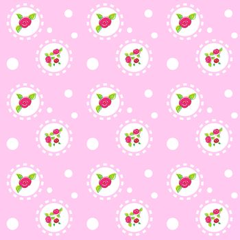 retro dot and rose pattern paper seamless