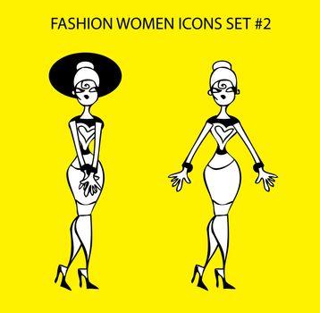 Fashion woman icon doodles tattoo girls part 1 fashionable lady