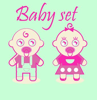 Baby girl and boy icons