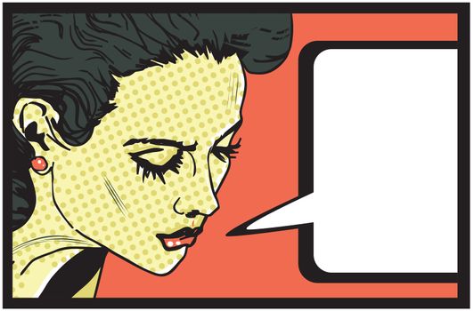 Retro woman comics style background banner
