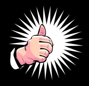 Thumb Up Retro business icon illustration pop art style