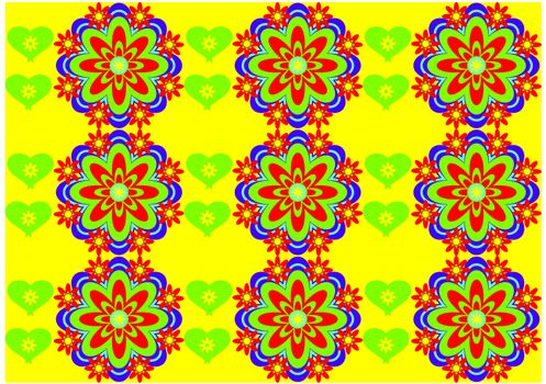 Vector flower background with hearts seamless love pattern