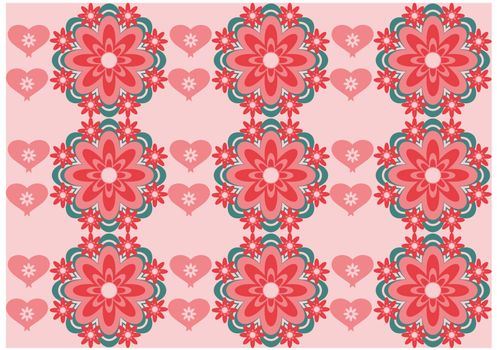 Vector flower background with hearts seamless love pattern