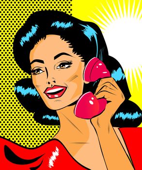 Lady Chatting On The Phone - Retro Clip Art 