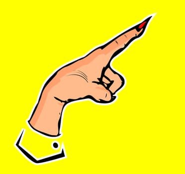 Pointing hand - Retro Clip Art popart comics style from collection