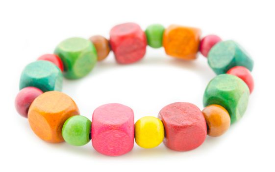 Colorful Wood Bangle on white background.