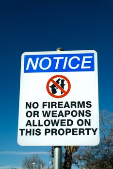 No firearms or weapons with red circle sign.