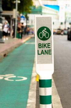 Bike lane, road for bicycles  (bike, road, sign)