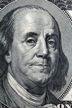 Benjamin Franklin, a portrait with 100 dollar