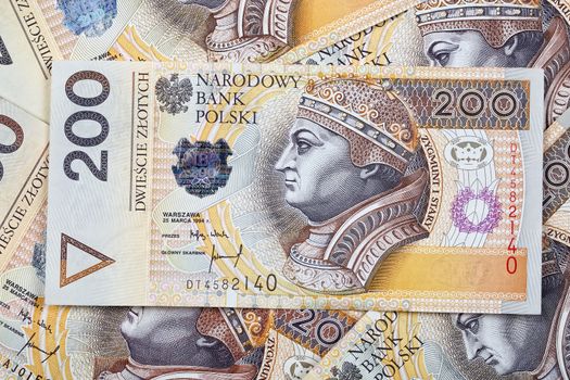 Polish money, a background with 200 zloty