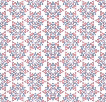 Abstract background or textile Winter blue pink star pattern