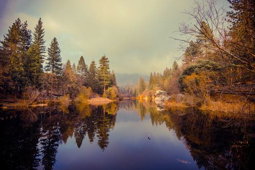 Lake Fulmor is San Jacinto Mountains Reserve. California, United States. Lake and Mountains Landscape