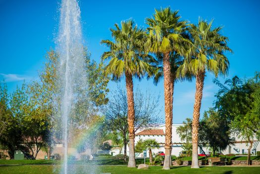 La Quinta City Park Fountain. California, USA.