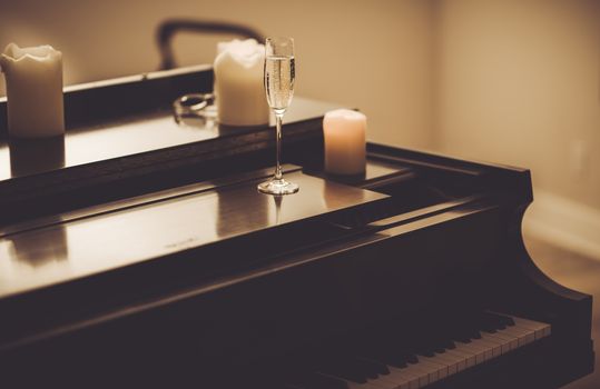 Piano Evening. Long Lonely Evening with the Piano and Champagne. 