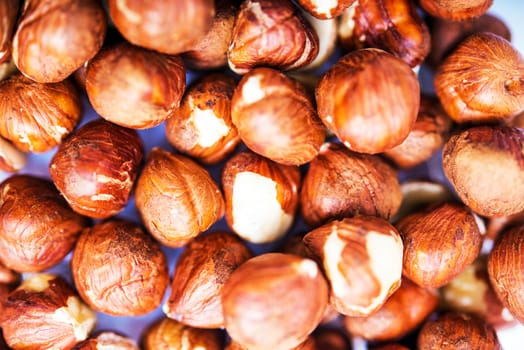 Raw Hazelnuts Closeup Photo.