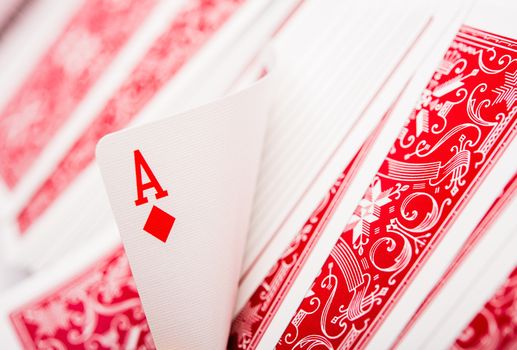 Playing Cards Poker Theme. Showing Ace Card Between Hidden Other Cards.