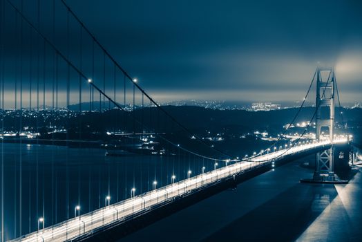 Golden Gate Bridge Night Scenery. San Francisco, USA.
