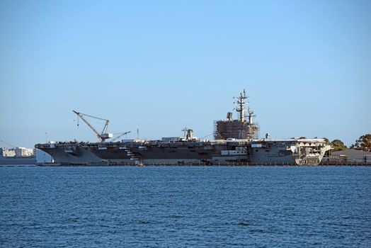 New Aircraft Carrier Building in San Diego Bay Area, California, United States.