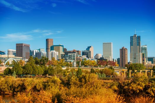 Summer in Denver Colorado. Denver Summer Skyline Panorama. United States.