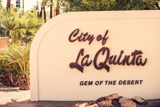 La Quinta City Entrance Sign. La Quinta, California, USA.