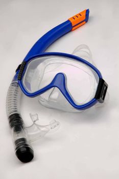 diving mask and snorkel on a white background           