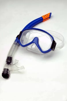 diving mask and snorkel on a white background         