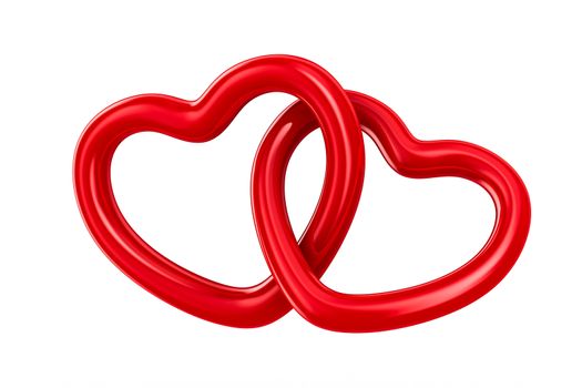 Two isolated heart on white background. 3D image