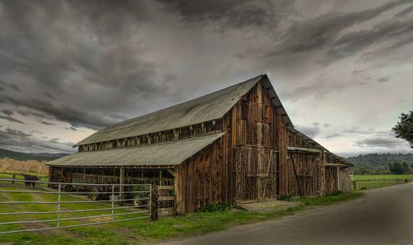 An Old Barn, Panoramic Color Image, USA