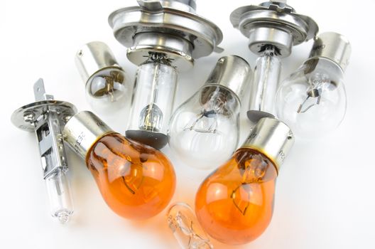 A bunch of small halogen and other car light bulbs
