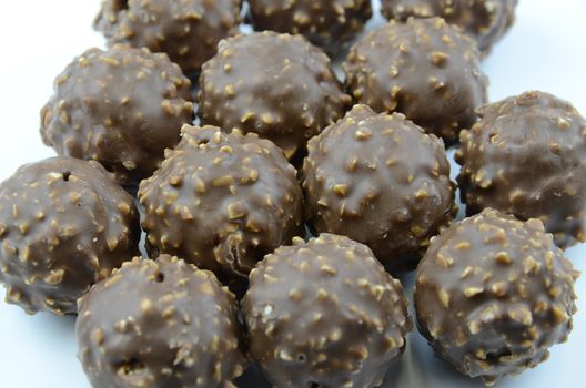 A variety of milk and dark chocolate truffles.
