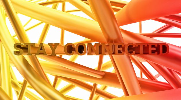 abstract cobweb tissue display-letters phrase "stay connected" close-up