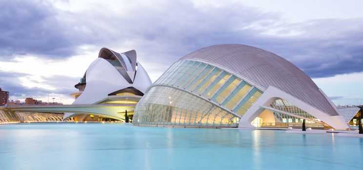 Valencia, Spain - Jan 18; 2016: The city of the Arts and Sciences designed by architect Santiago Calatrava on January 18th, 2016 in Valencia, Spain.