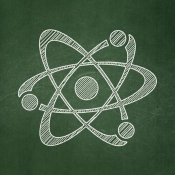 Science concept: Molecule icon on Green chalkboard background
