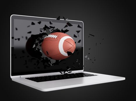 football destroy laptop, technology background, sport background