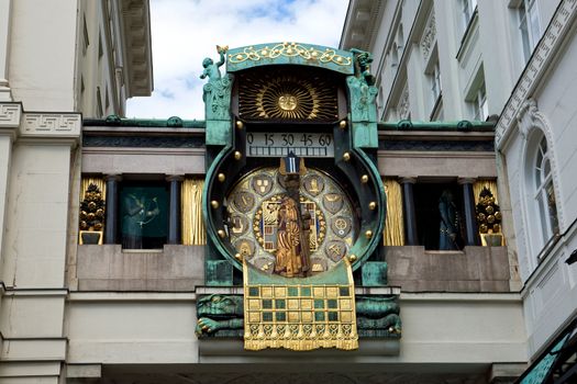 Figural clock Anker in Vienna, Austria