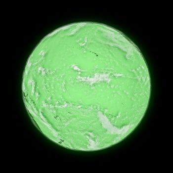 Pacific Ocean on green planet Earth isolated on black background. Highly detailed planet surface. Elements of this image furnished by NASA.
