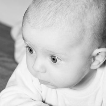 Portrait of a four months old baby boy black and white caucasian