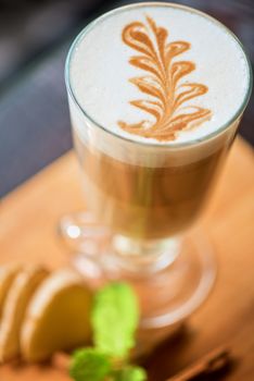 coffee with ginger cinnamon and mint closeup