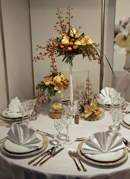 Beautiful table set for wedding