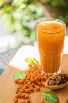 fruit non-alcoholic drink with sea buckthorn