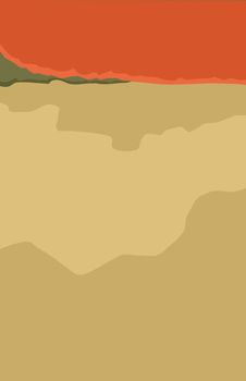 Abstract view of plains near foothills at sunset as illustration with copy space