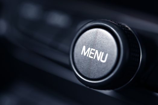 Menu Radio Button Closeup Photo. Car Multimedia Feature Element.